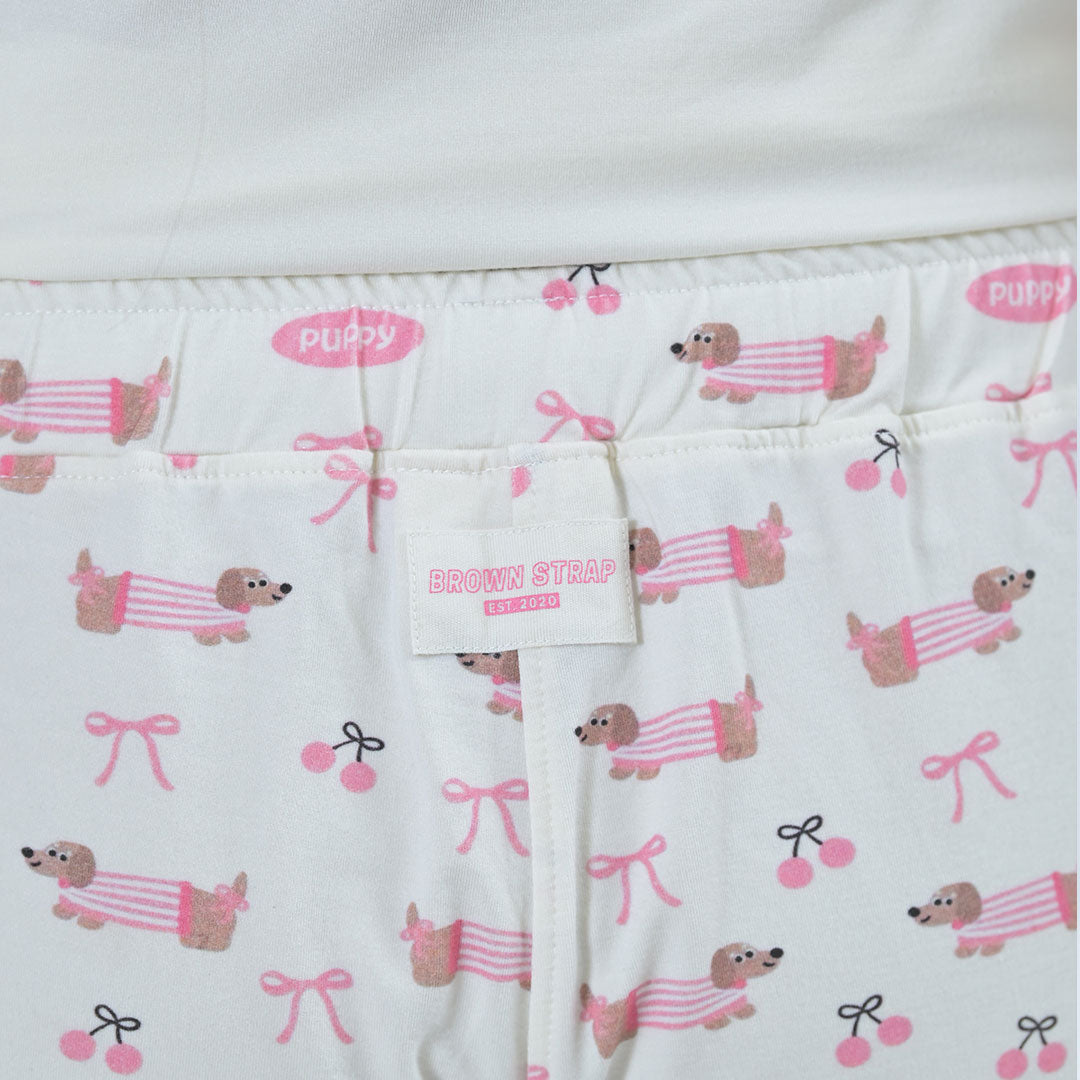 Pups Print Tencel Lyocell Shorts & T-shirt