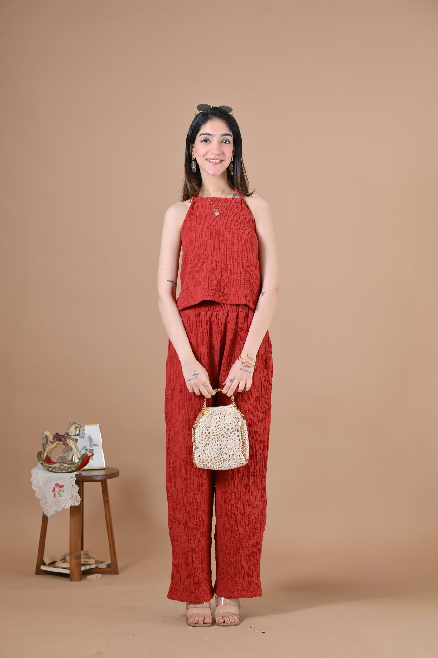 Mykonos Coord Set (Red Plum )