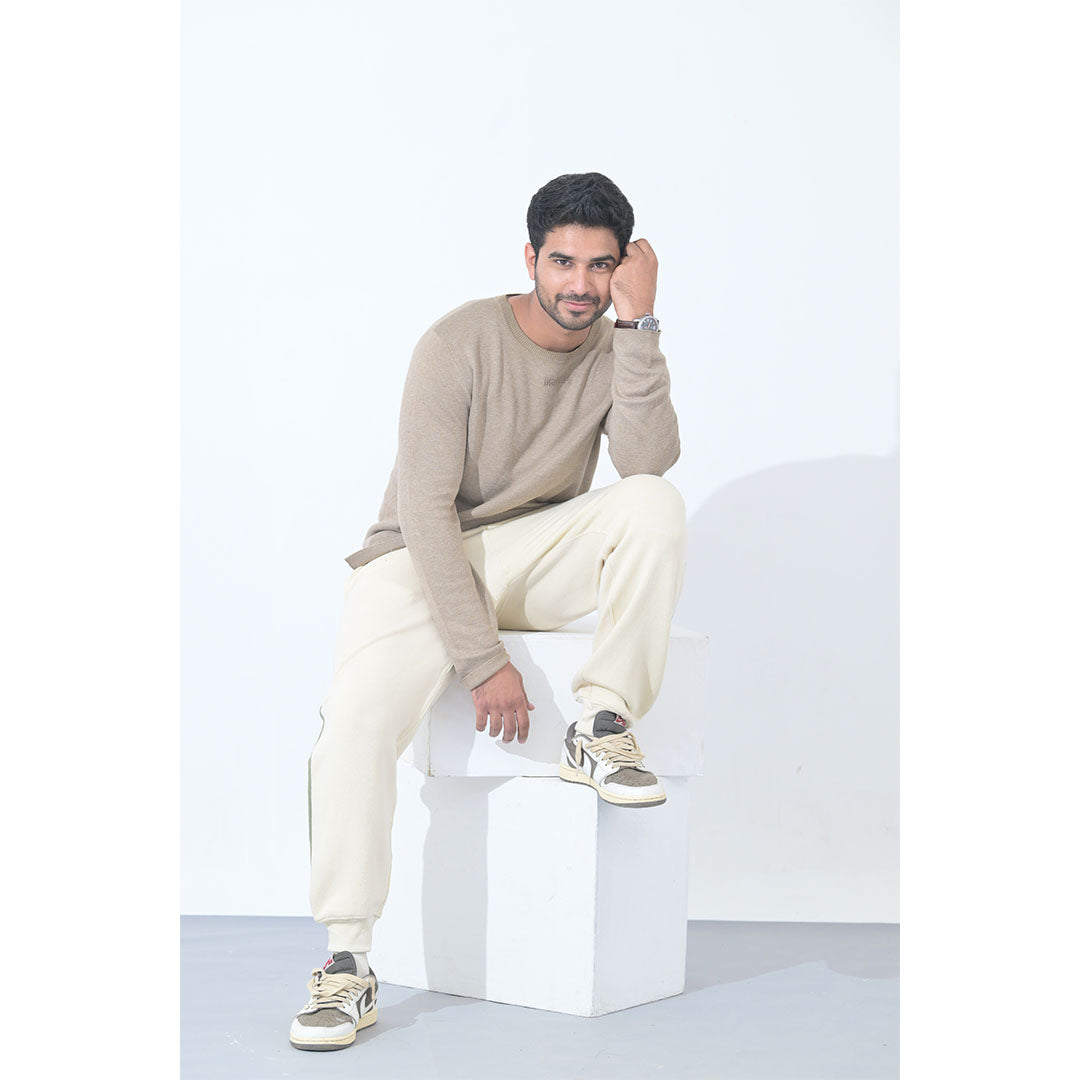 100% Supima Cotton Men Sweatpant Creme