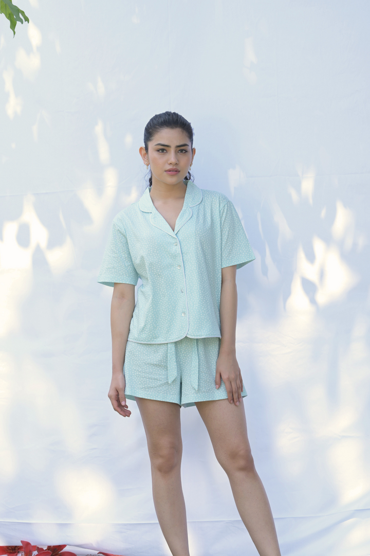 Comfy Cocoon  Blue Polka Dot Set