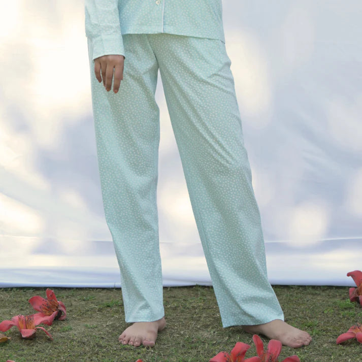 Cosy cocoon PJ  Blue Polka Dot Set