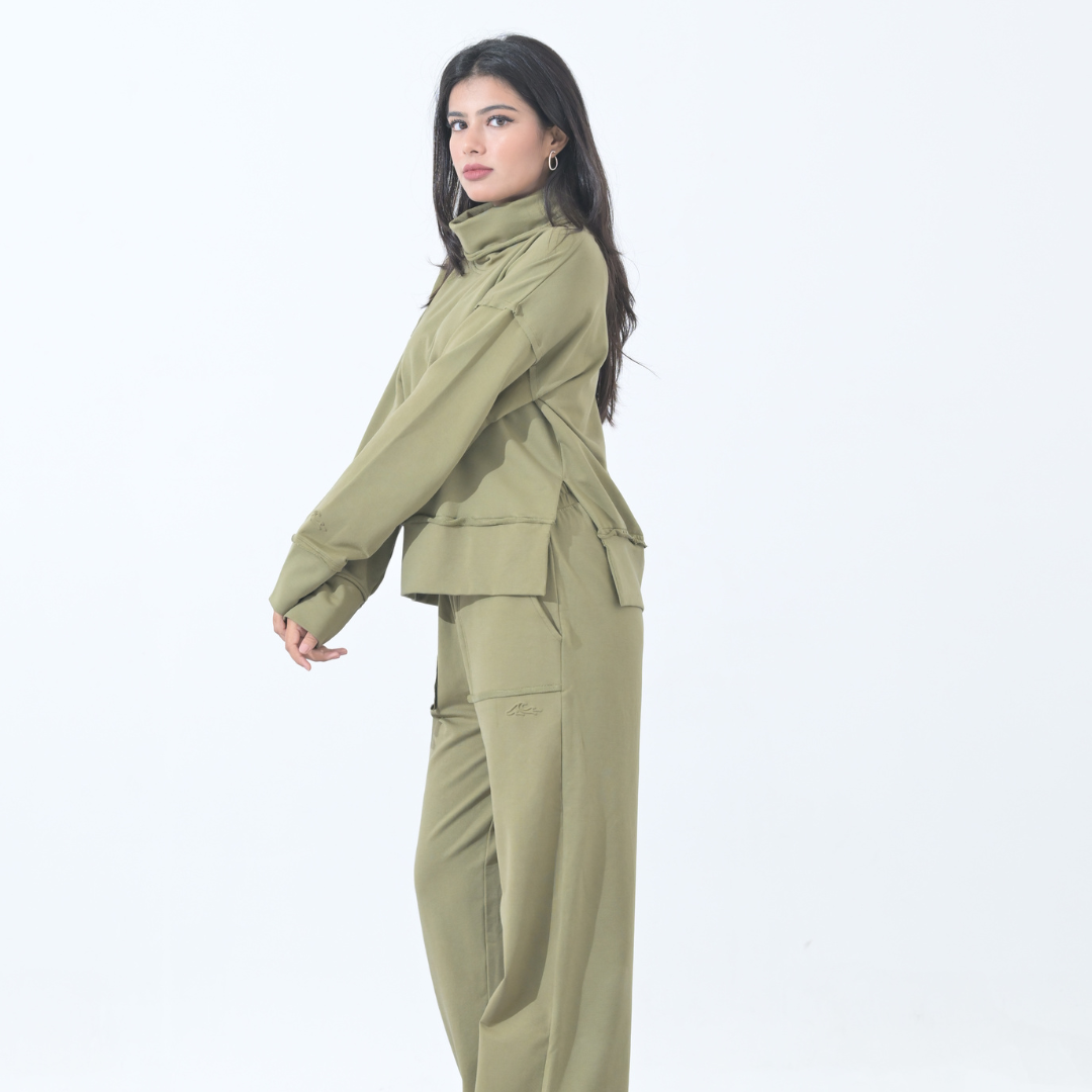 100% Supima Cotton Ella Coord Set Olive Green