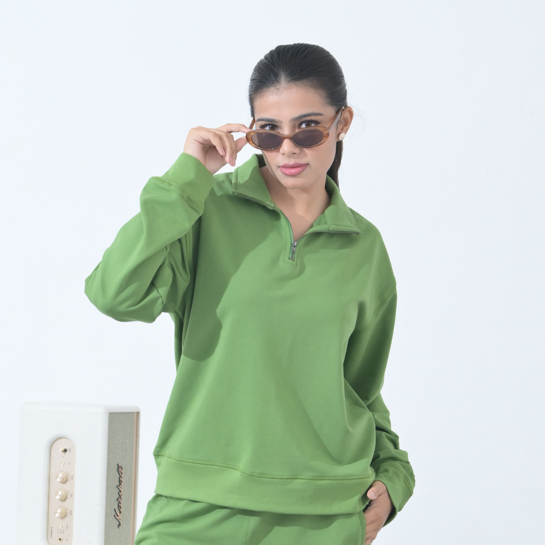 100% Supima Cotton Winter Tide Pullover Parrot Green