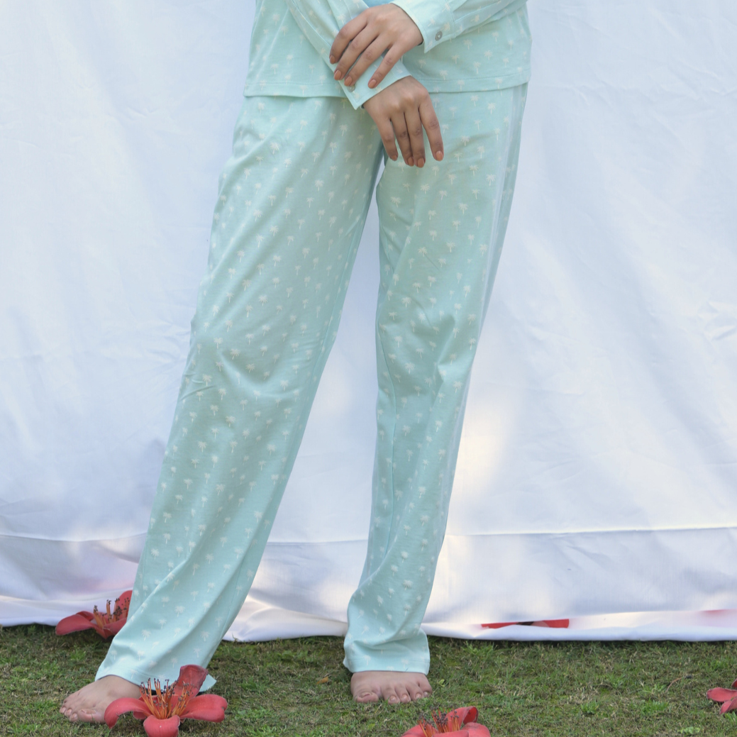 Cosy cocoon PJ  Blue Palm Prints Set