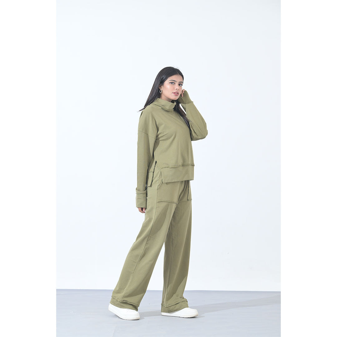 100% Supima Cotton Ella Coord Set Olive Green