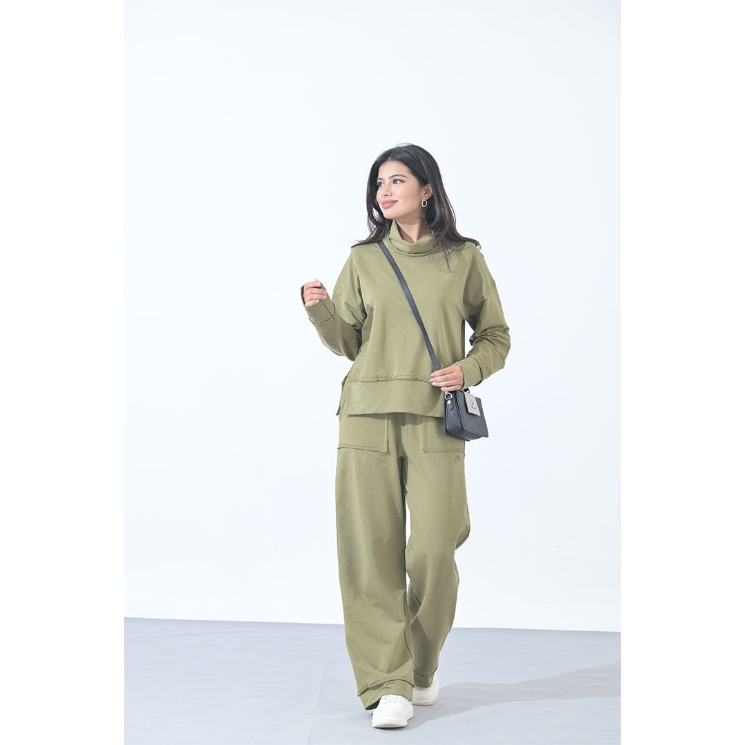 100% Supima Cotton Ella Coord Set Olive Green