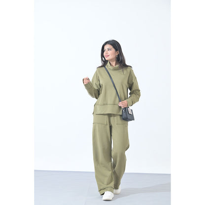 100% Supima Cotton Ella Coord Set Olive Green