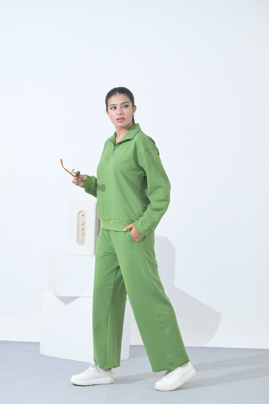 100% Supima Cotton Winter Tide Coord Set  (Parrot Green)