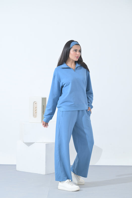 100% Supima Cotton Winter Tide Coord Set  (Surf Blue)