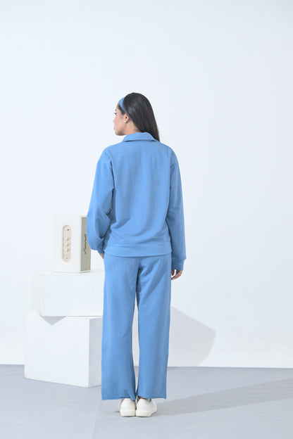 100% Supima Cotton Winter Tide Coord Set  (Surf Blue)