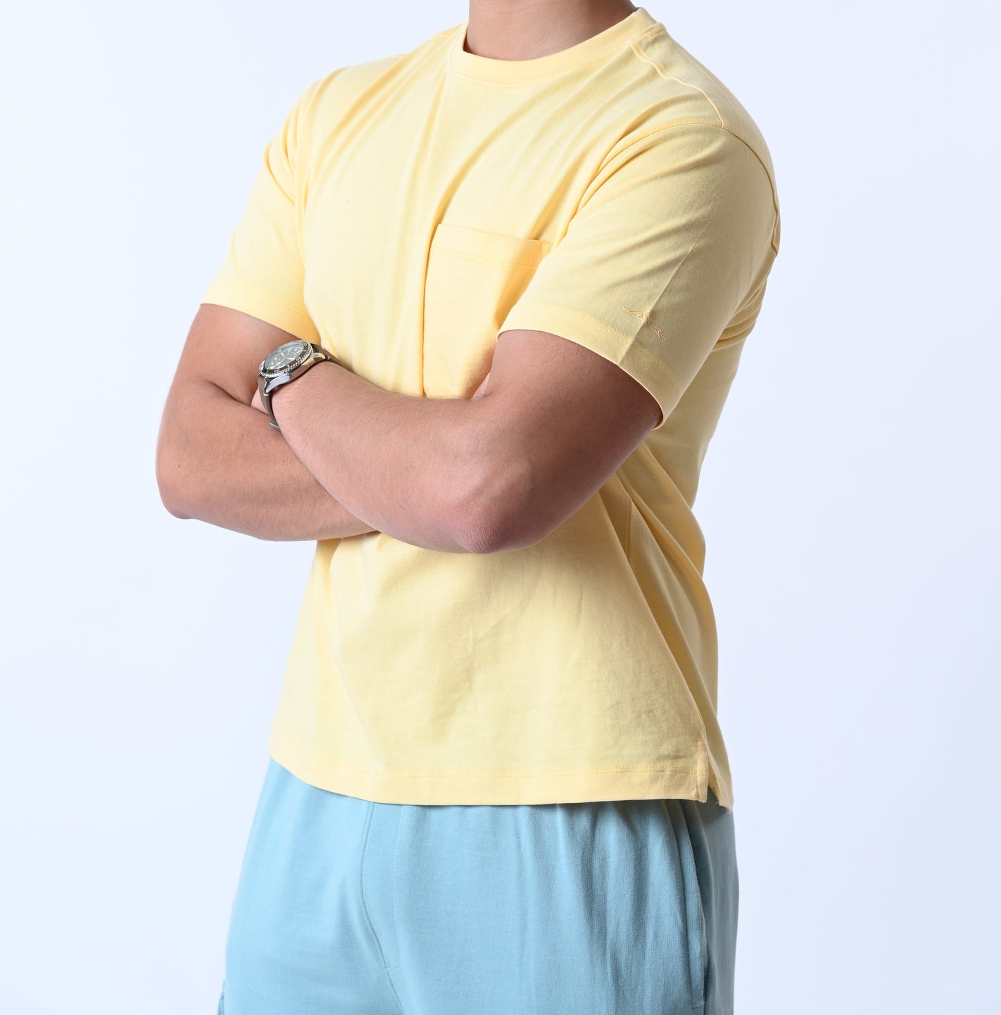 Tulum men's Pocket T-shirt (PASTEL YELLOW)