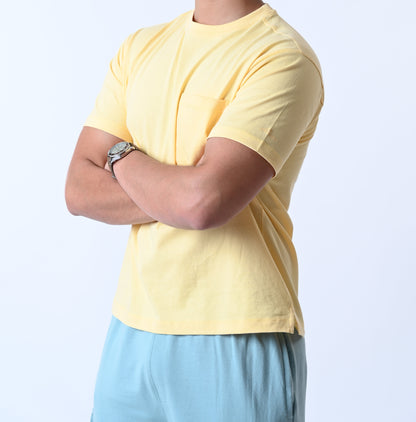 Tulum men's Pocket T-shirt (PASTEL YELLOW)