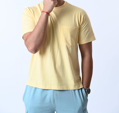 Tulum men's Pocket T-shirt (PASTEL YELLOW)