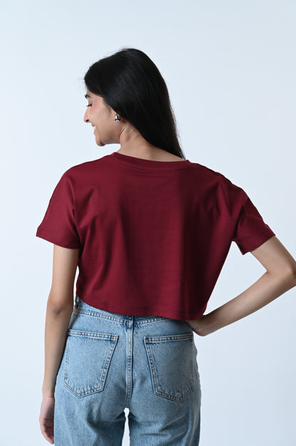 Comfort Crop Tee Wine