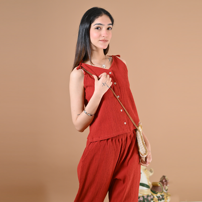 BLISS TIE-UP TOP (ANGEL RED )